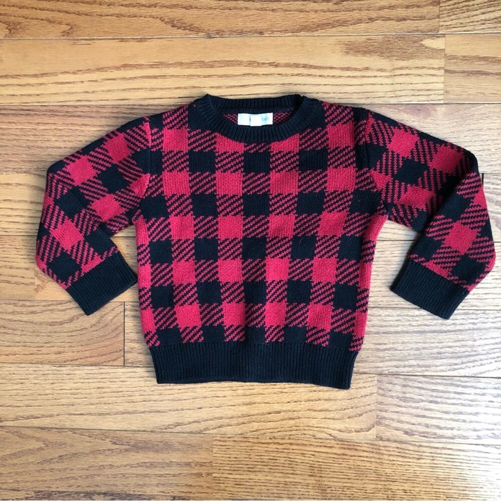 Tucker + Tate Buffalo Plaid red & black Cotton Pullover sweater Boy’s Size 2 - Picture 8 of 8